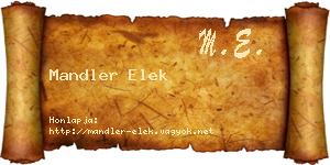 Mandler Elek névjegykártya